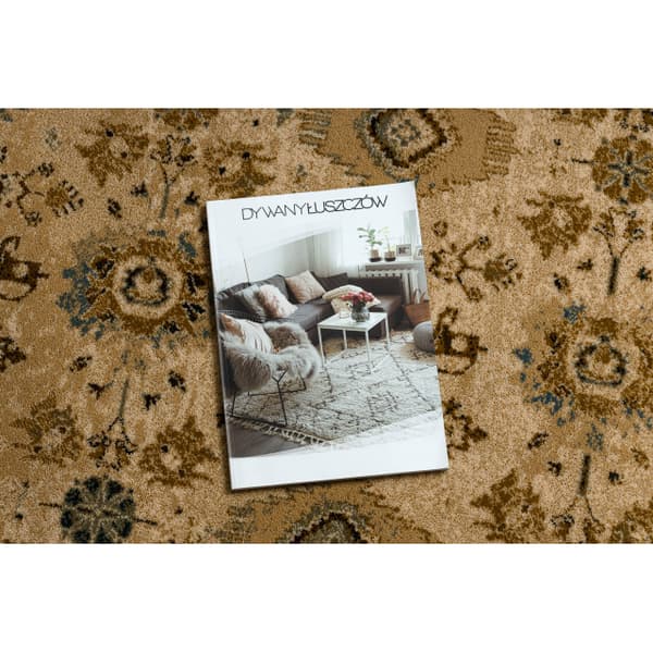 Tæppe villaa OMEGA AVILA Ornament ramme cognac brun, 200x300 cm