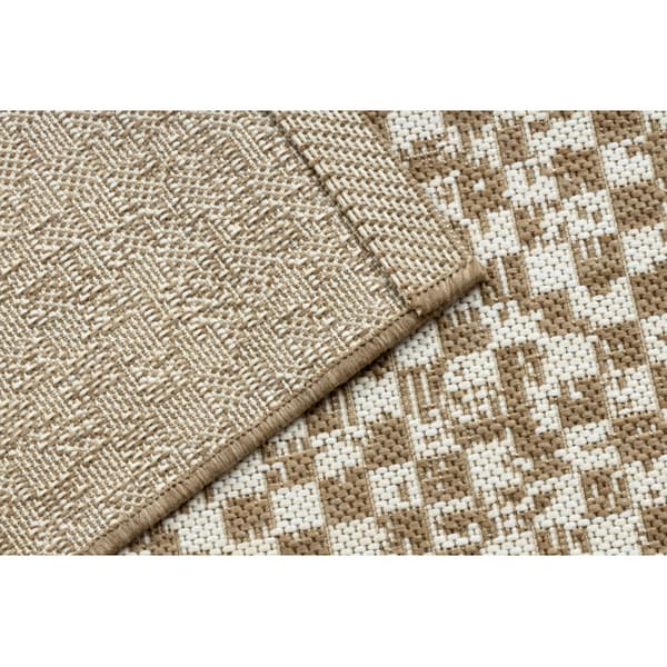 FLAT 48955265 Sisal matta Geometrisk - naturlig beige stråfärg, snöre, 140x200 cm