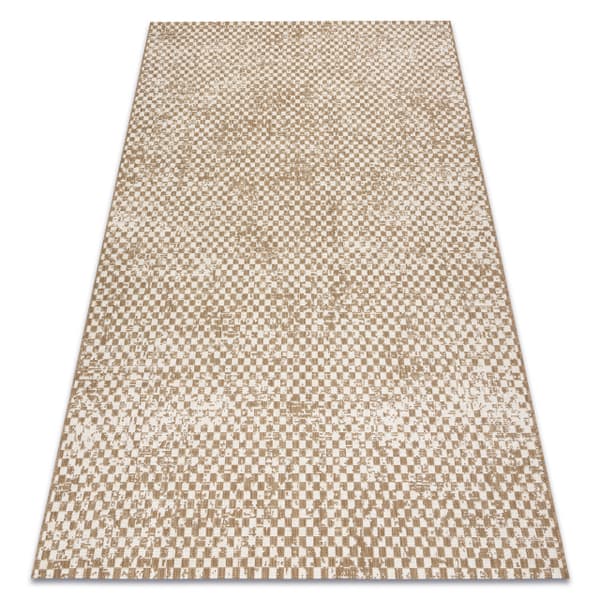 FLAT 48955265 Sisal matta Geometrisk - naturlig beige stråfärg, snöre, 140x200 cm