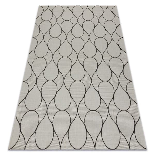 Sisaltæppe SISAL FLAT 49379960 Dråber creme / sort, 80x150 cm
