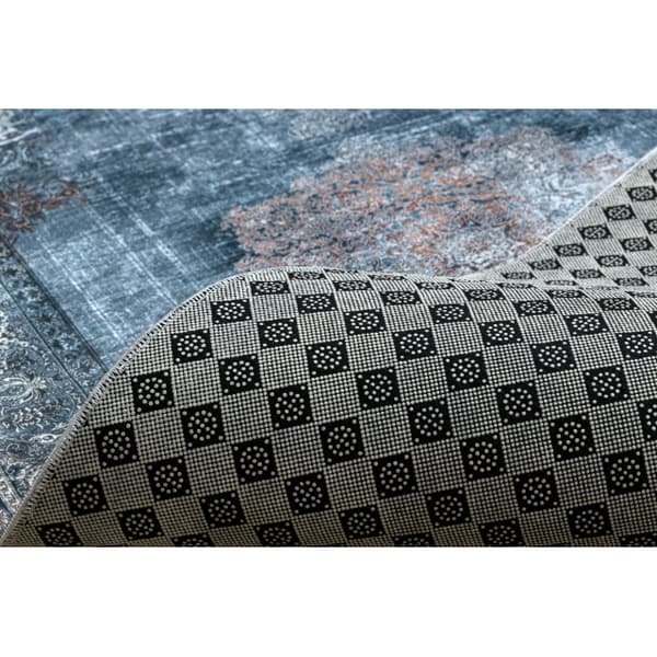 Löpare anti-halk LOTUS ROSETTE 47050 grå tvättmatta 60cm, 60x760 cm