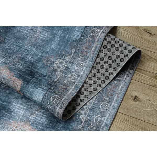 Löpare anti-halk LOTUS ROSETTE 47050 grå tvättmatta 60cm, 60x760 cm