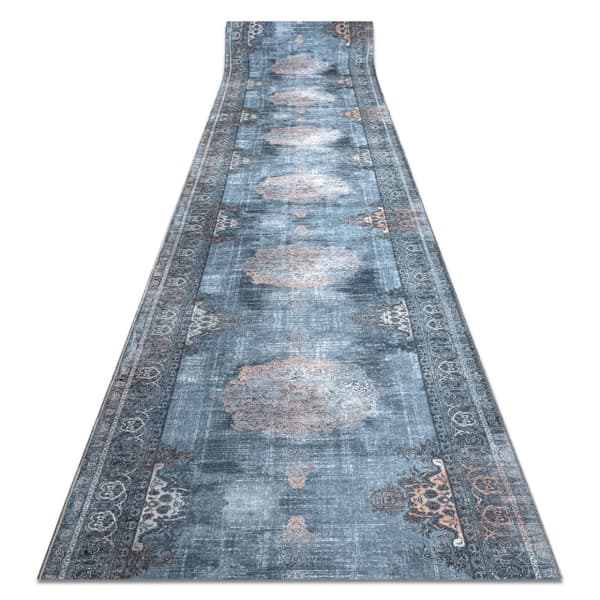 Löpare anti-halk LOTUS ROSETTE 47050 grå tvättmatta 60cm, 60x760 cm