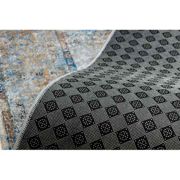 Kumipäällysteinen päällyste LOTUS BORDERO 95111 harmaa / beige liukumaton PESTÄVÄ 100cm, 100x260 cm