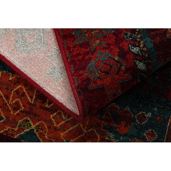 Ullmatta OMEGA AVAR Fyrkant Ram, ruter, oriental - ruby, 200x200 cm