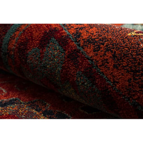 Ullmatta OMEGA AVAR Fyrkant Ram, ruter, oriental - ruby, 200x200 cm