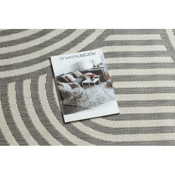 Matta SISAL FLAT 49376637 Cirklar ränder grå/kräm, 200x290 cm