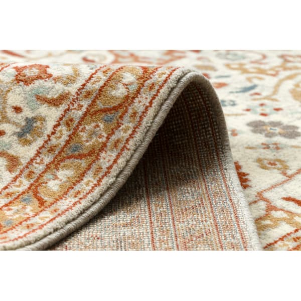 Uldtæppe SOHO 477.26.LA100 OSTA Ornament, ramme natur beige / terrakotta, 135x200 cm