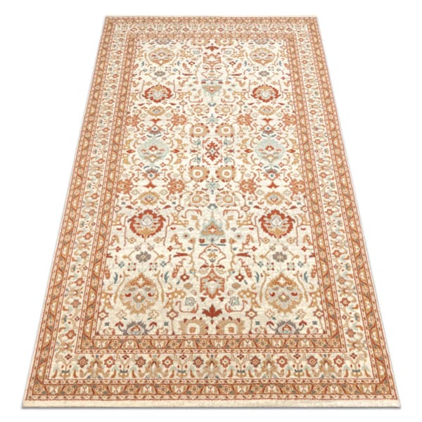 Uldtæppe SOHO 477.26.LA100 OSTA Ornament, ramme natur beige / terrakotta, 135x200 cm