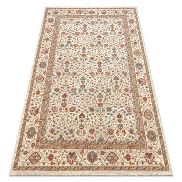 Uldtæppe SOHO 477.27.LA101 OSTA - Blomster, stel, naturlig beige / terracotta , 160x240 cm