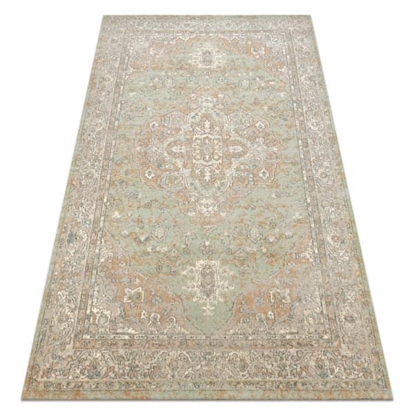 Uldtæppe SOHO 477.01.LA402 OSTA - Pynt, roset, naturlig grøn / beige, 160x240 cm