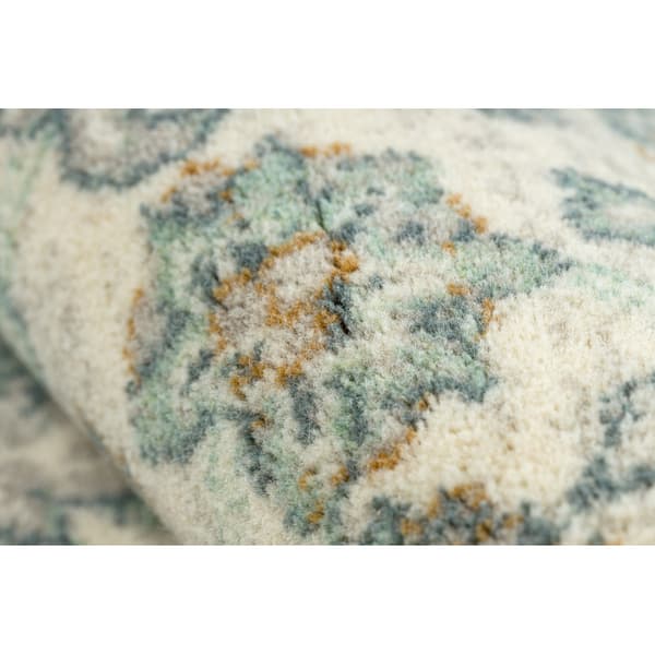 Villamatto SOHO 477.07.LA102 OSTA - Ornamentti, ruusuke, luonnollinen vihreä / beige, 160x240 cm