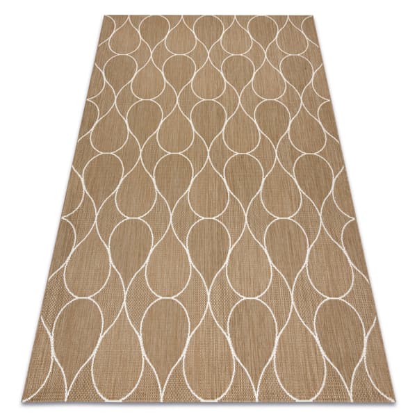 FLAT 49379265 Sisal matta Droppar - naturlig beige stråfärg, snöre, 120x170 cm