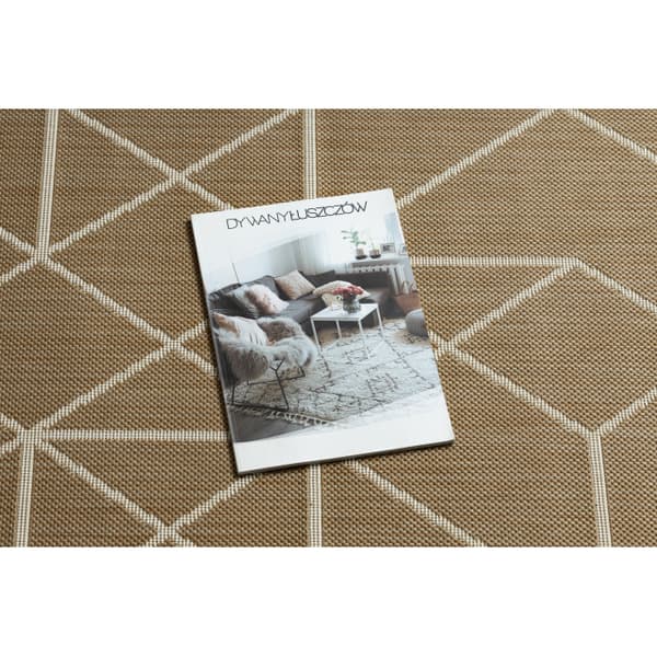 Sisal tæppe FLAT 48959265 Geometrisk naturlig beige snor, 200x290 cm