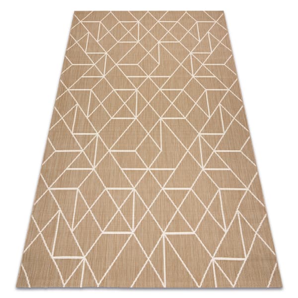 Sisal tæppe FLAT 48959265 Geometrisk naturlig beige snor, 200x290 cm