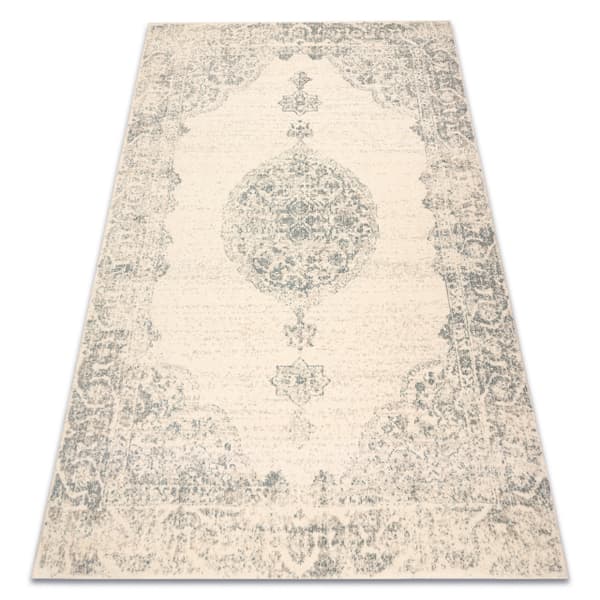 Uldtæppe ABBY 486.24.LA100 OSTA Ornament, ramme Klassisk beige / blå, 120x170 cm