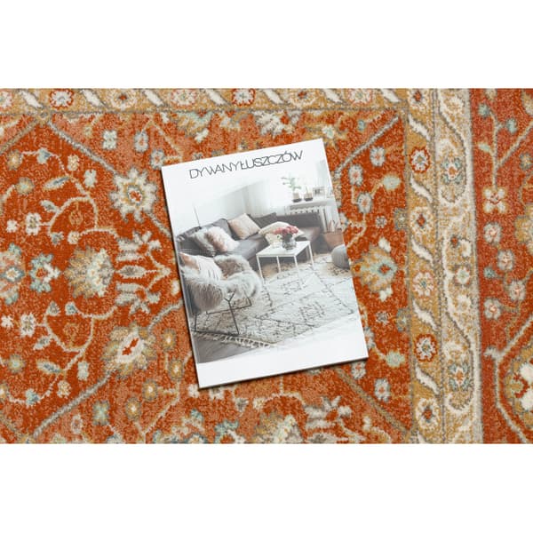 Ullmatta SOHO 477.27.LA300 OSTA - Romb, geometrisk ram naturlig terrakotta / beige, 200x300 cm