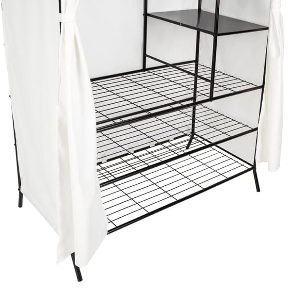 Garderobeskab i metal med forhæng 112x207x57cm - sort