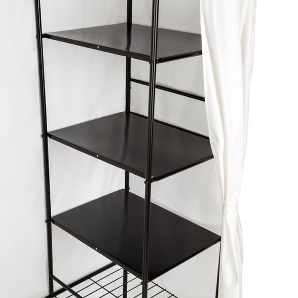 Garderobeskab i metal med forhæng 112x207x57cm - sort