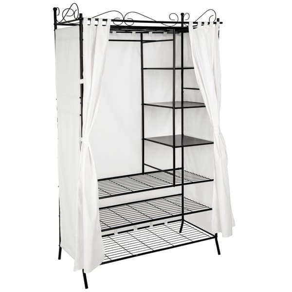 Garderobeskab i metal med forhæng 112x207x57cm - sort
