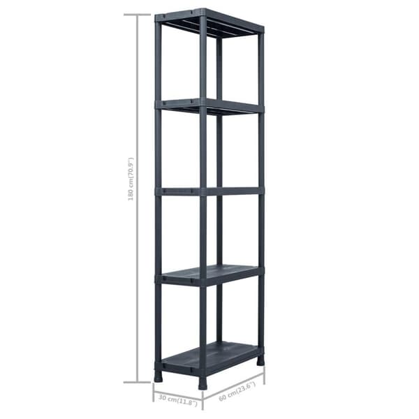 vidaXL opbevaringsreoler 2 stk. 125 kg 60 x 30 x 180 cm plastik sort
