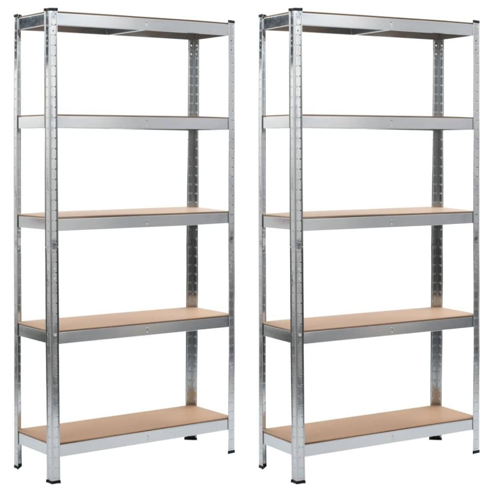 vidaXL opbevaringsreoler 2 stk. 90 x 30 x 180 cm cm stål og MDF sølv