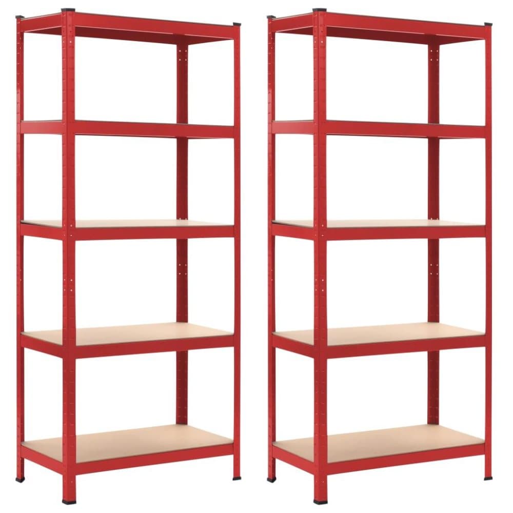 vidaXL opbevaringsreoler 2 stk. 80 x 40 x 180 cm stål MDF rød