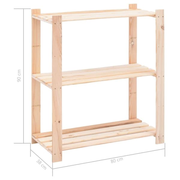 vidaXL reoler 2 stk. 3 hylder 80x38x90 cm massivt fyrretræ 150 kg