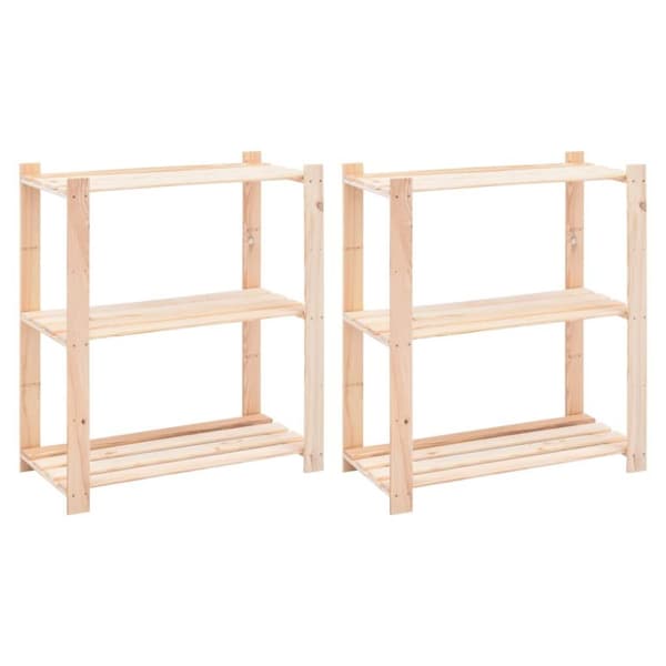 vidaXL reoler 2 stk. 3 hylder 80x38x90 cm massivt fyrretræ 150 kg