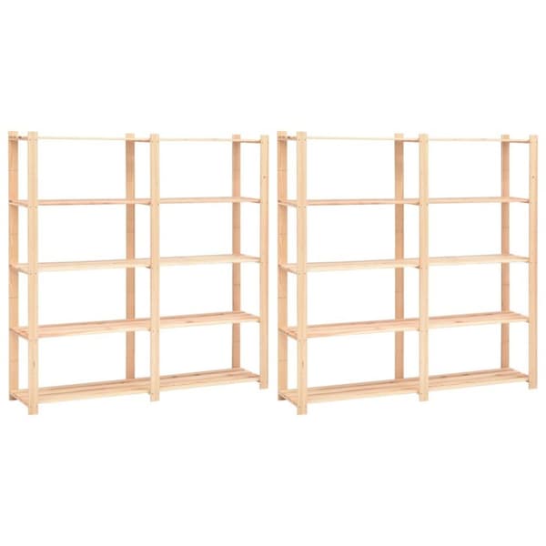 vidaXL reoler 2 stk. 5 hylder 170 x 38 x 170 cm massivt fyrretræ 500 kg