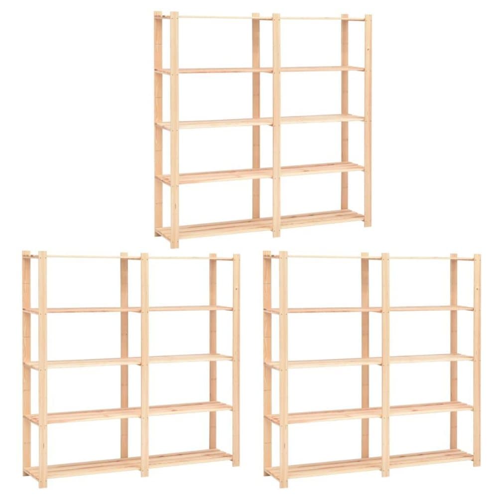 vidaXL 5-kerroksiset varastohyllyt 3kpl 170x38x170cm täysi mänty 500kg
