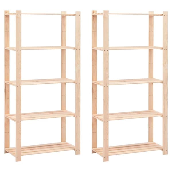 vidaXL Lagringshyller 5 etasjer 2stk 80x38x170cm heltre furu 250kg