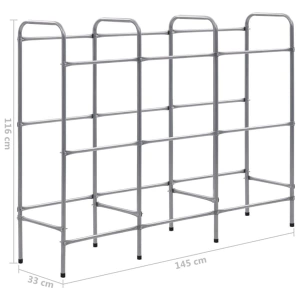 vidaXL Varastohylly 9 korille hopea 145x33x116 cm teräs