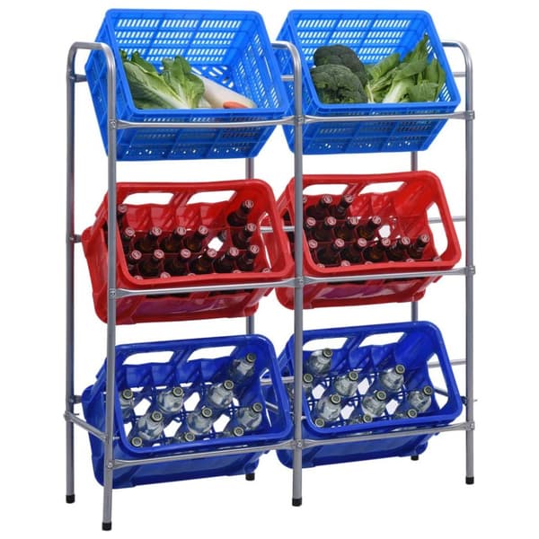 vidaXL opbevaringsstativ til 6 kasser 96x33x116 cm stål sølvfarvet