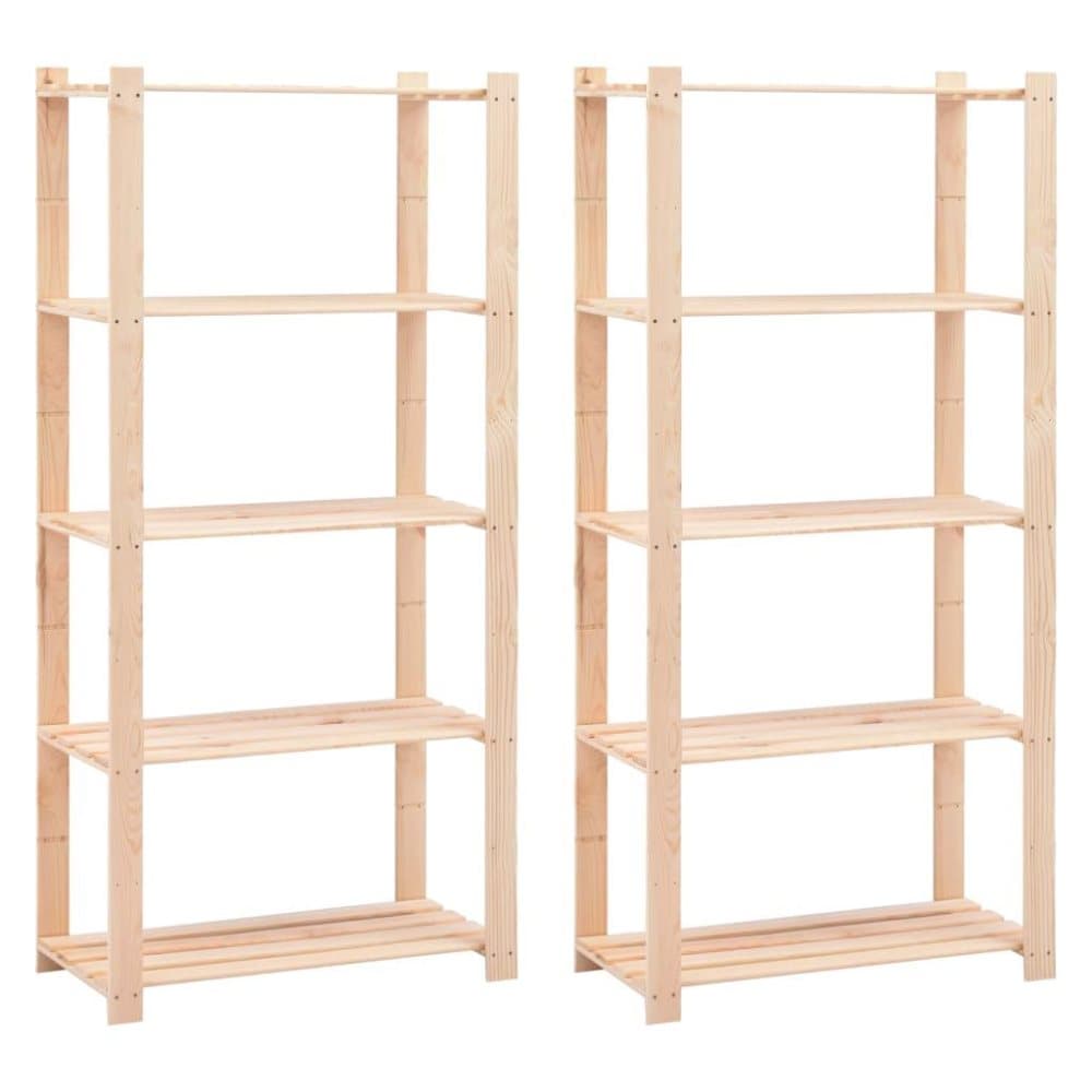 vidaXL Förvaringshylla 5 hyllor 2 st 80x38x170 cm massiv furu 250 kg
