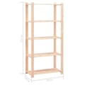 Miniatyrbilde 7 av 7: vidaXL Oppbevaringshylle 5 etasjer 80x38x170 cm heltre furu 250 kg