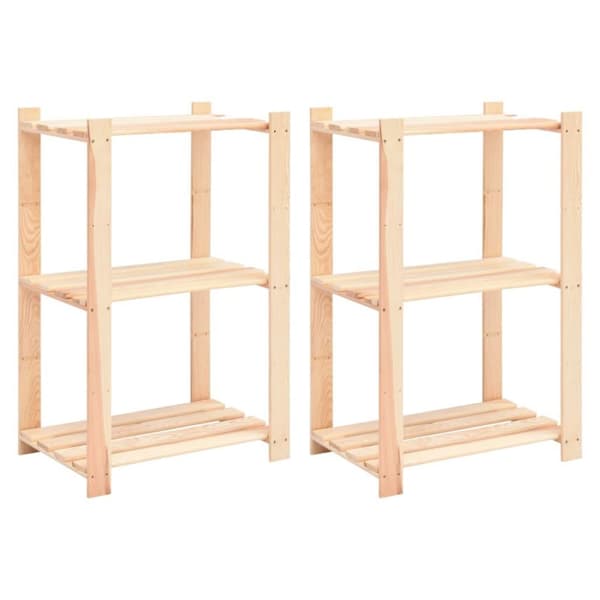 vidaXL reoler 2 stk. 3 hylder 60x38x90 cm massivt fyrretræ 150 kg