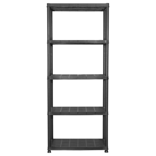vidaXL Oppbevaringshylle 5 nivåer svart 71x38x170 cm plast