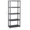 Miniatyrbilde 5 av 8: vidaXL Oppbevaringshylle 5 nivåer svart 71x38x170 cm plast