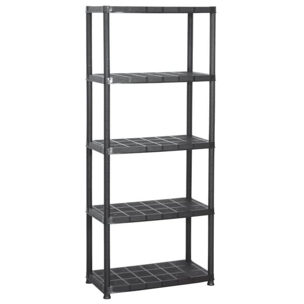 vidaXL Oppbevaringshylle 5 nivåer svart 71x38x170 cm plast