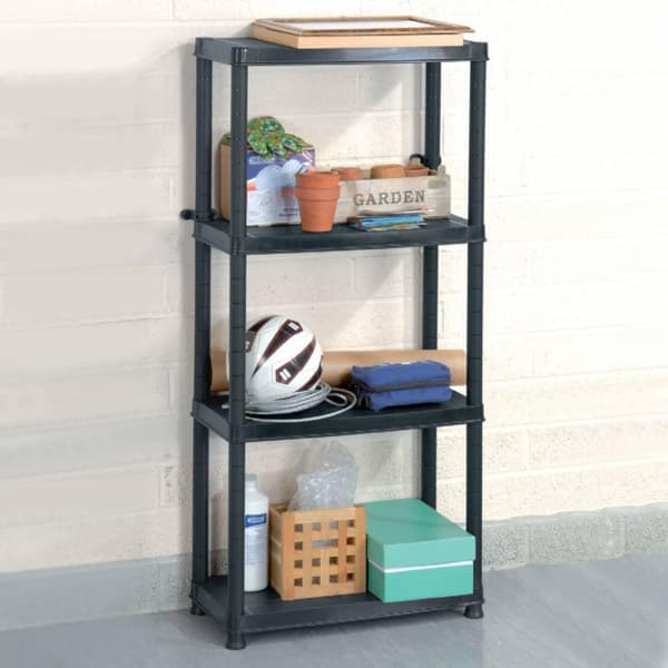 vidaXL Oppbevaringshylle 4 nivåer svart 61x30,5x130 cm plast