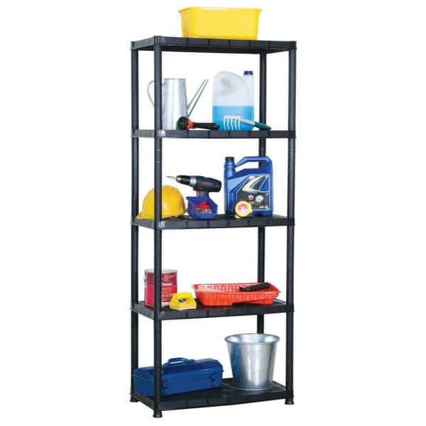 vidaXL opbevaringsreol 5 hylder 71x38x170 cm plastik sort