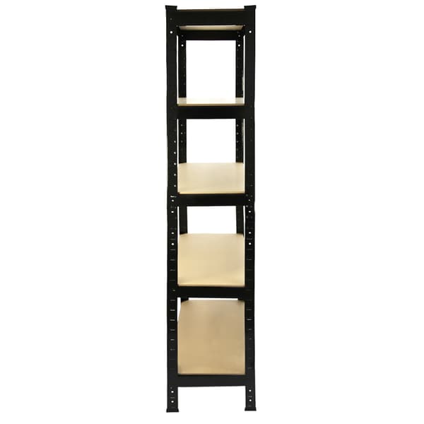 T-Rax Robust Svart Lagerhylla Verkstadshylla Garagehylla Verkstad Garage Lager Förvaring MDF Bultfri Bultlös Legerat Stål Gummifötter 75 x 30 x 150 cm