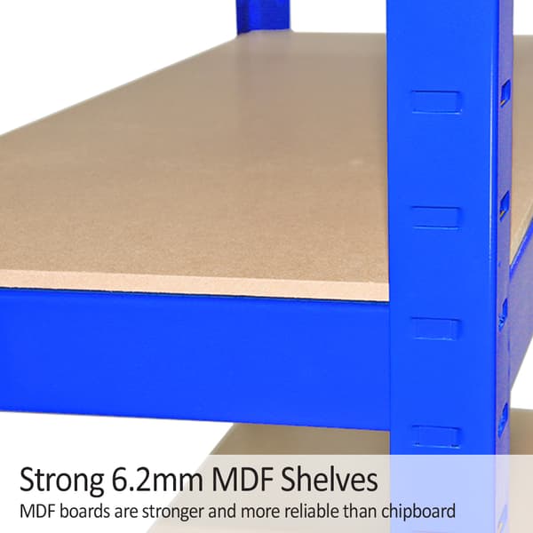 T-Rax Robust Blå Lagerhylla Verkstadshylla Garagehylla Verkstad Garage Lager Förvaring MDF Bultfri Bultlös Legerat Stål 75 x 30 x 150 cm