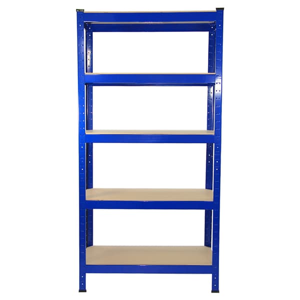 T-Rax Robust Blå Lagerhylla Verkstadshylla Garagehylla Verkstad Garage Lager Förvaring MDF Bultfri Bultlös Legerat Stål 75 x 30 x 150 cm