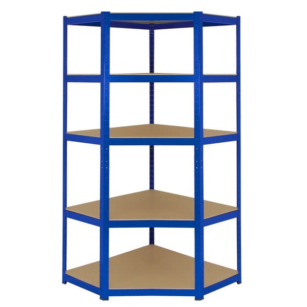 T-Rax Robust Blå Hörnhylla Lagerhylla Verkstadshylla Garagehylla Verkstad Garage Lager Förvaring MDF Bultfri Bultlös Legerat Stål 180 x 90 x 45 cm