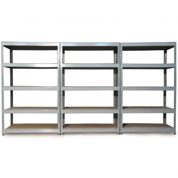 Q-Rax Grå Lagerhylla/Förvaringshylla - 120 cm (B) x 180 cm (H) x 50 cm (D) | Modulhyllor, Förvaring, Garage