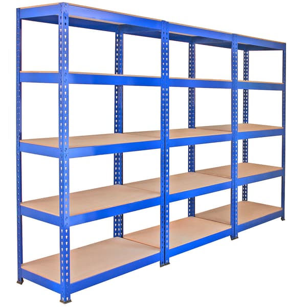 Q-Rax Blå Lagerhylla/Förvaringshylla - 90 cm (B) x 180 cm (H) x 50 cm (D) | Modulhylla, Förvaring, Garage