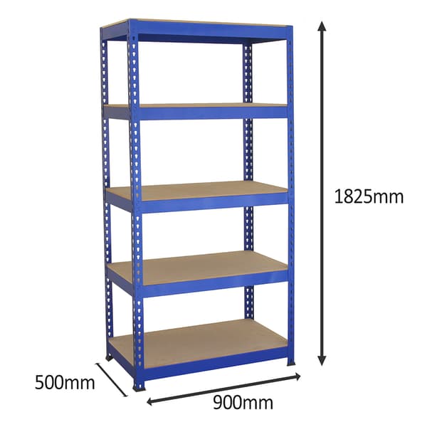 Q-Rax Blå Lagerhylla/Förvaringshylla - 90 cm (B) x 180 cm (H) x 50 cm (D) | Modulhylla, Förvaring, Garage