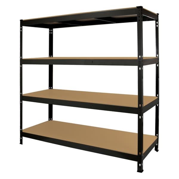 Q-Rax Robust Svart Extra Bred Lagerhylla Verkstadshylla Garagehylla Verkstad Garage Lager Förvaring MDF Bultfri Bultlös Tjockt Stål 160 x 160 x 60 cm